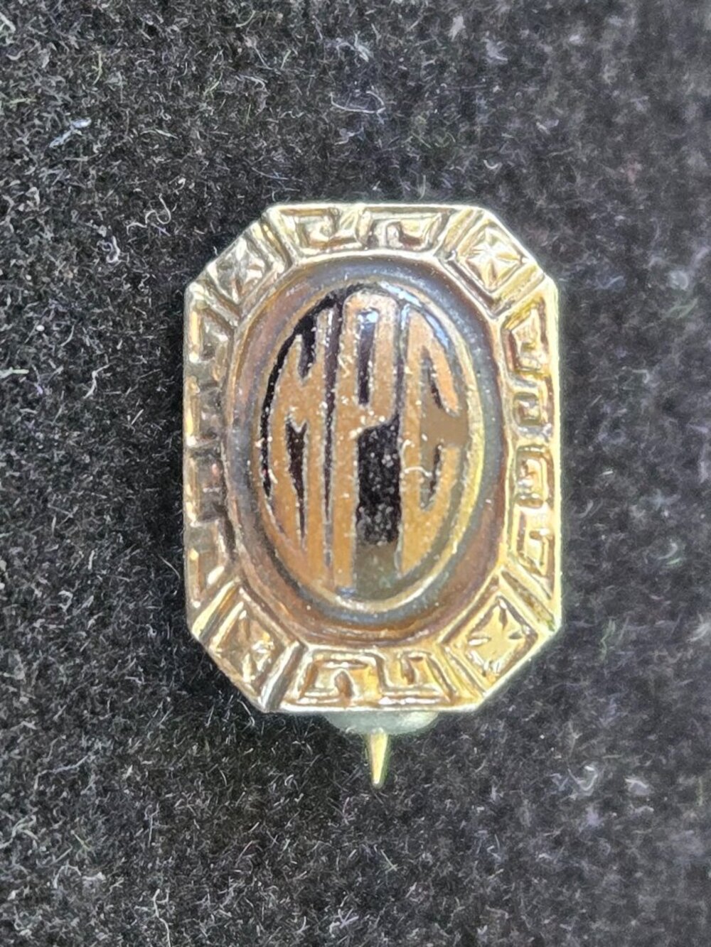Vintage Mini Monogram tie lapel pin very small